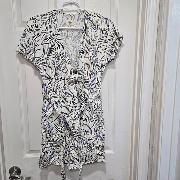 Marine Layer Small Tropical Leaf Print Wrap Dress Summer Casual - Picture 9 of 9